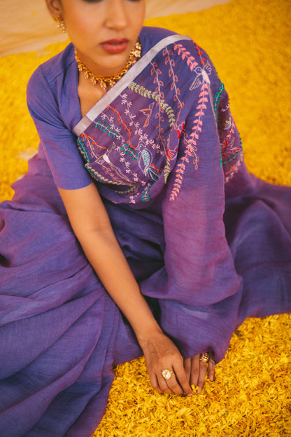 Jaya Purple Linen Saree