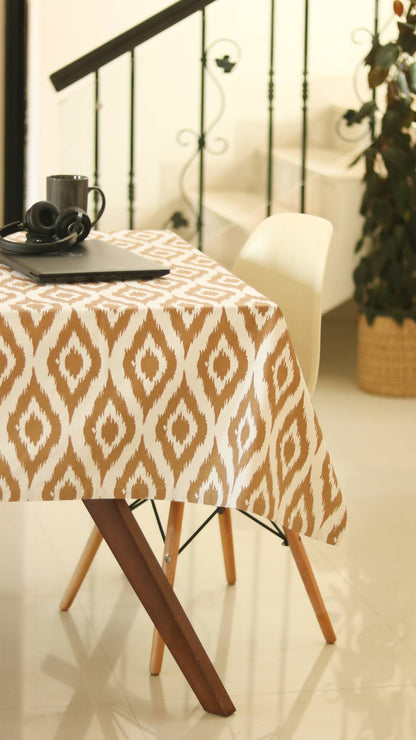 Ikat Beige Wipeable & Anti-slip Tablecover - RECTANGLE