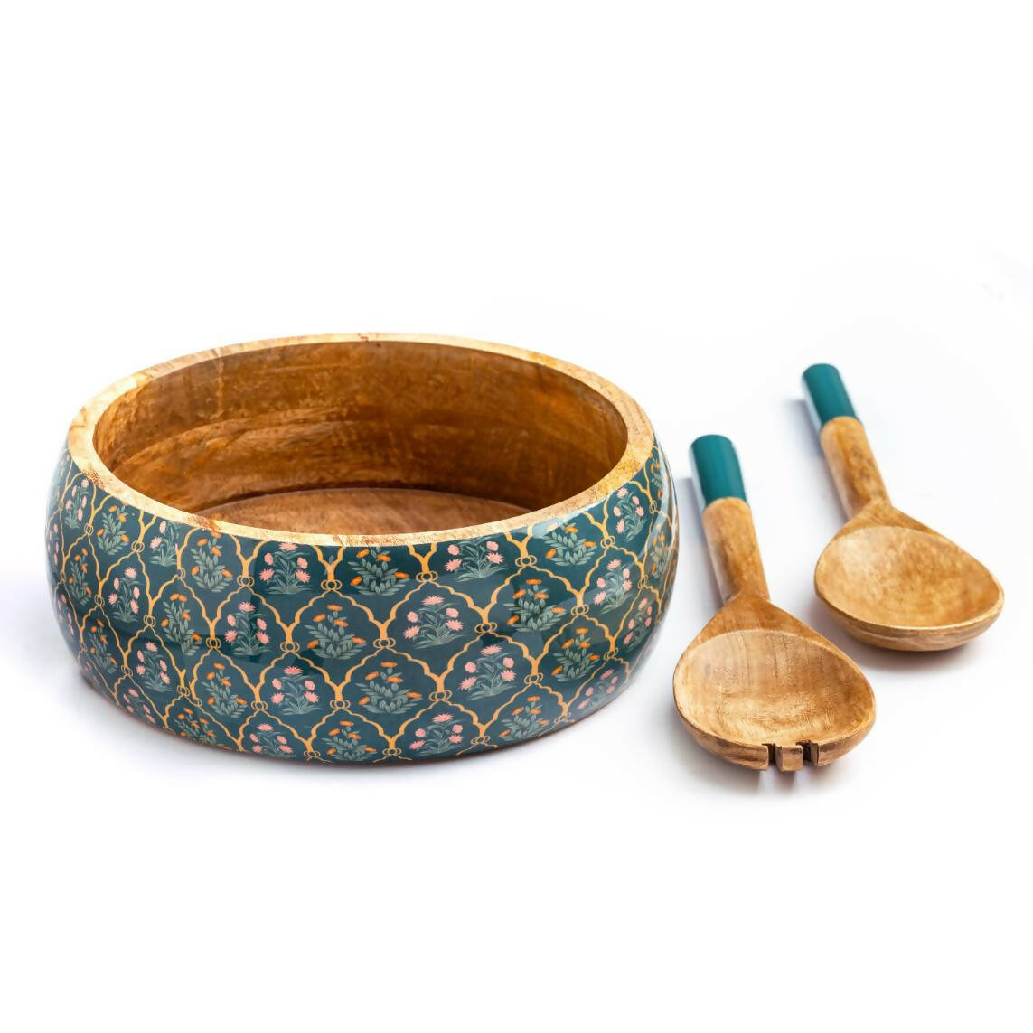 Salad Bowl + Server Set Wooden Iris