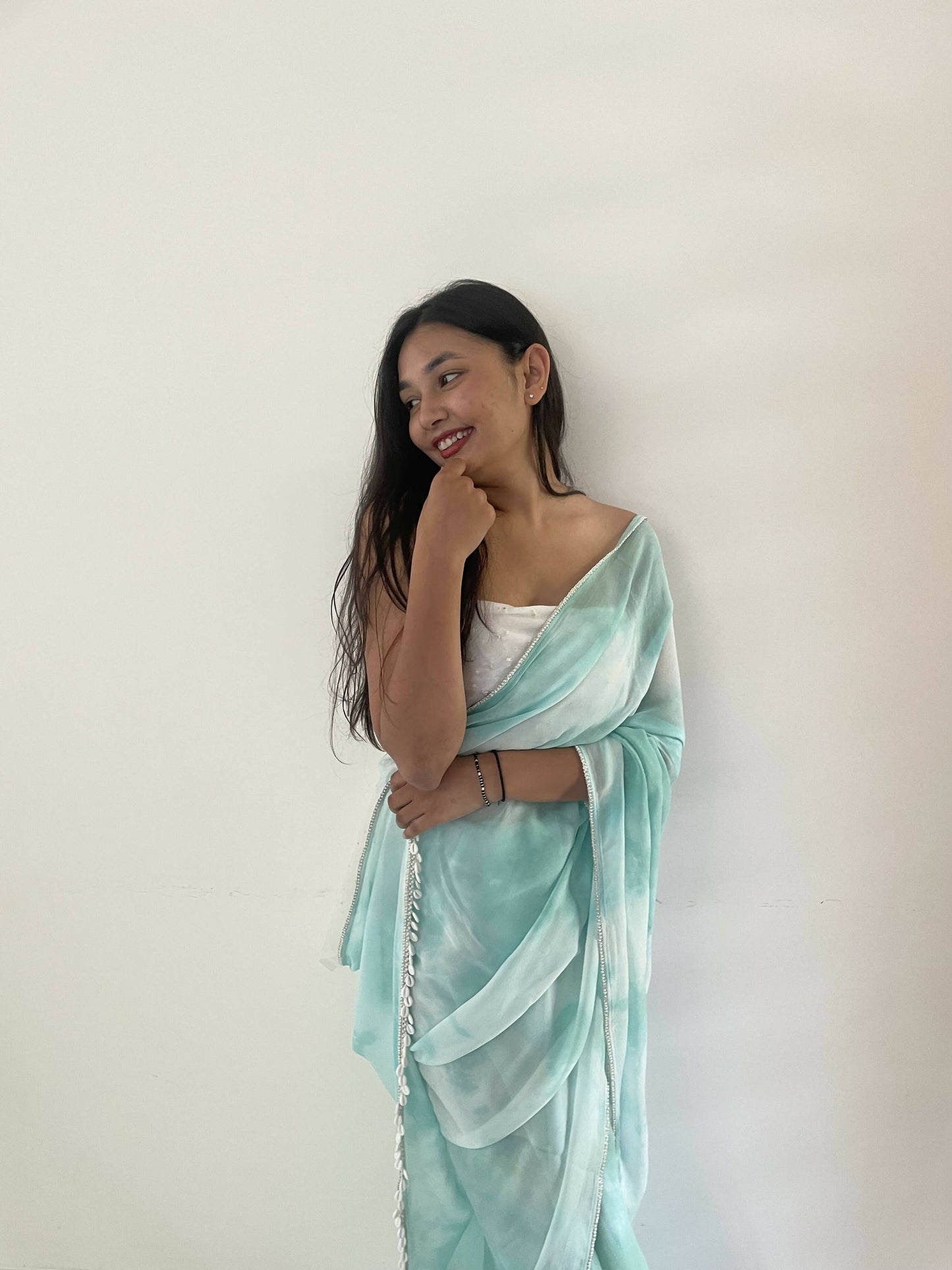 Falak Green Georgette Saree