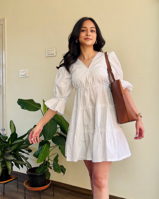 Amyra White Frill Dress