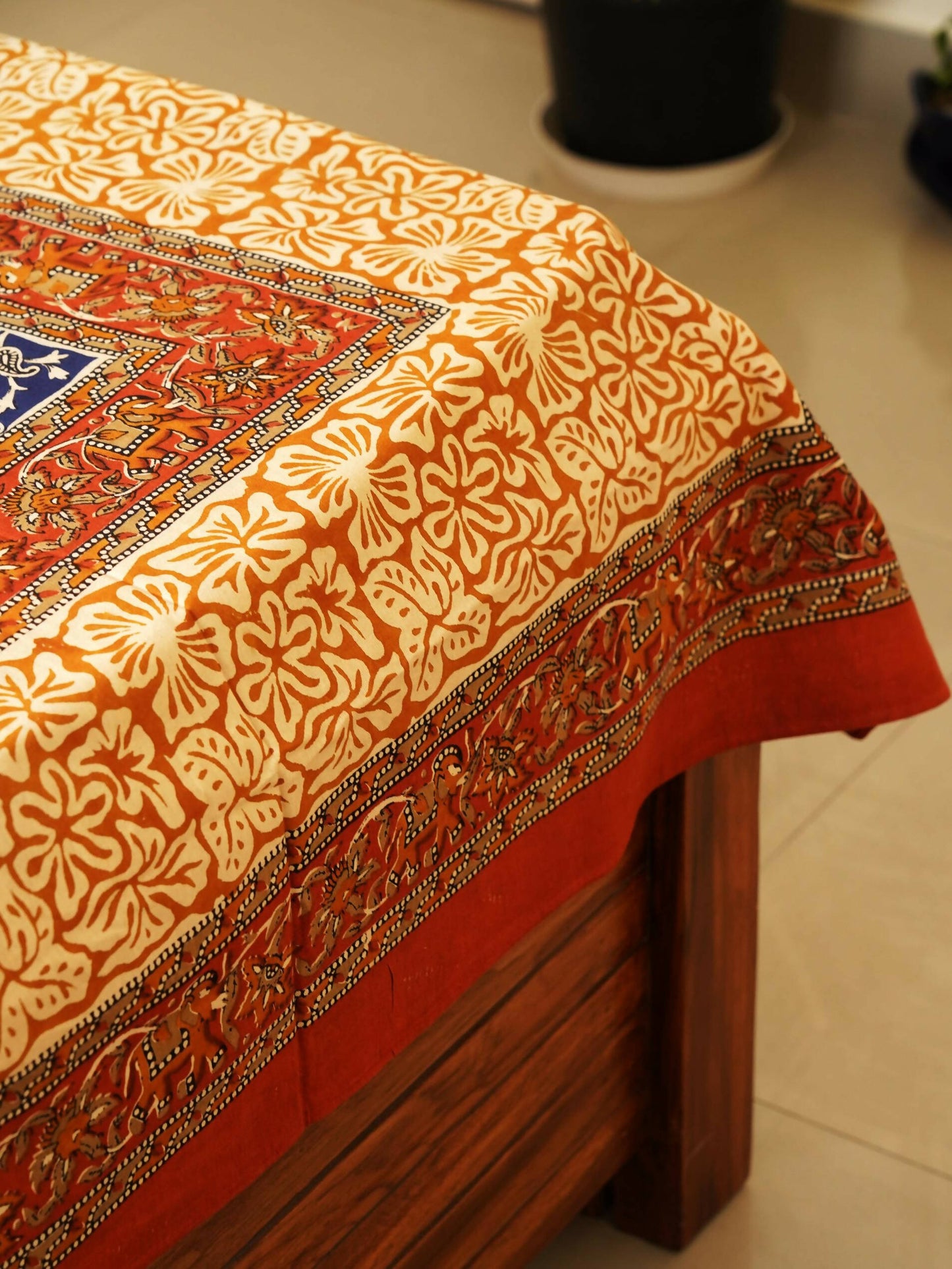 Blue Kalamkari Bedsheet