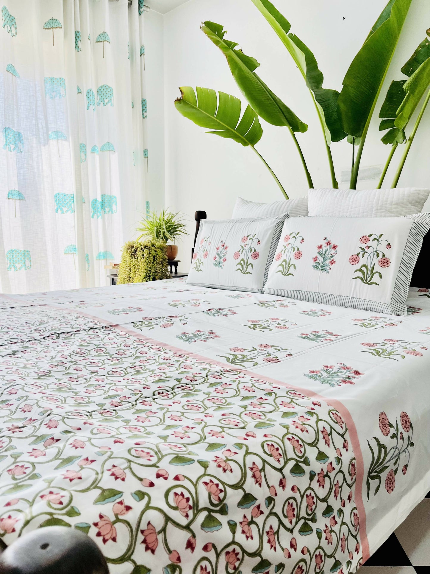 Bagh -e- Noor Hand Block Printed Cotton Bedsheet