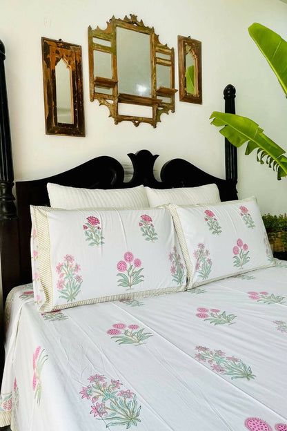 Rosia Hand Block Printed Cotton Bedsheet