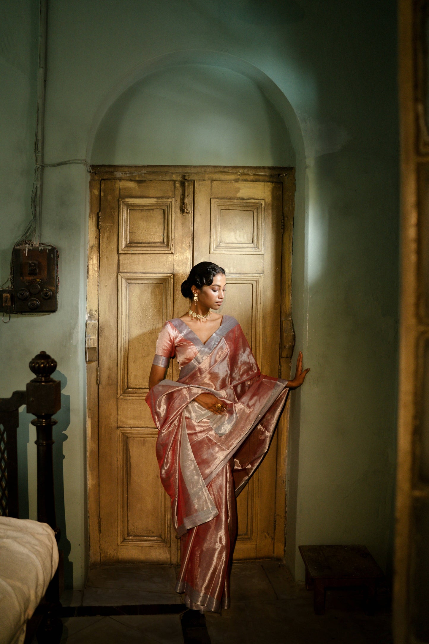 Glory To The Crown Handwoven Mulberry Silk Tissue Saree