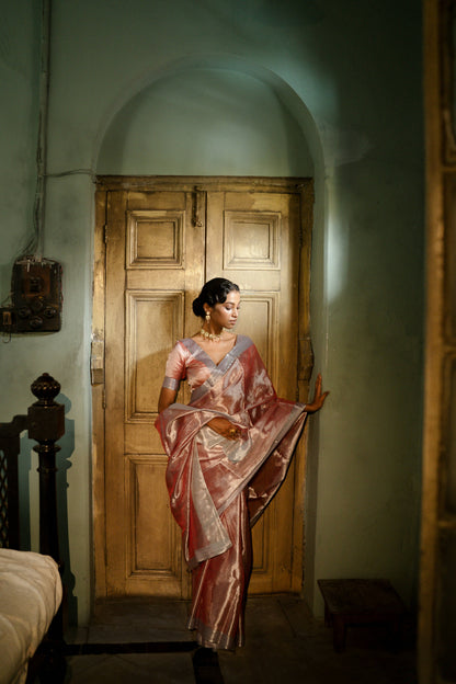 Glory To The Crown Handwoven Mulberry Silk Tissue Saree
