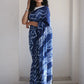 Blue Moon - Tie-Dye Mulmul Cotton Bagru Saree