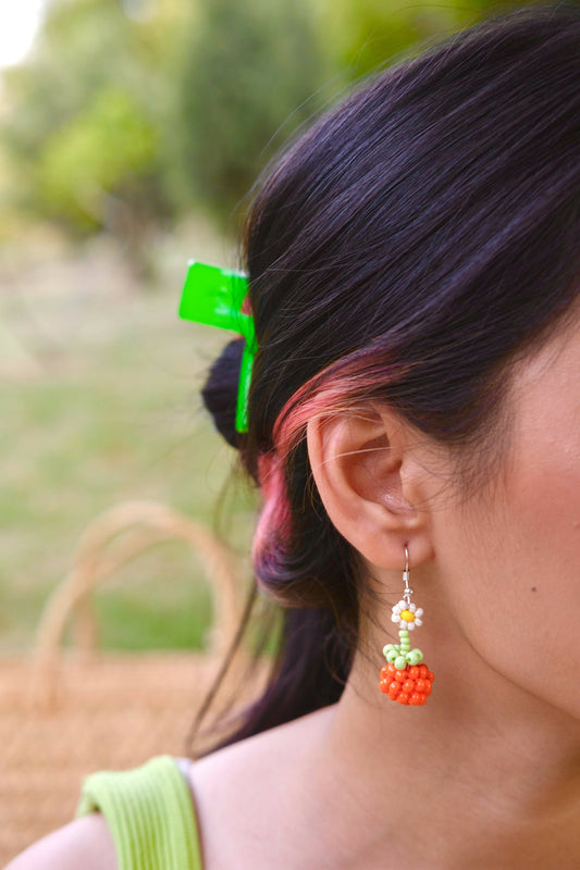 Orange Beaded Earrings