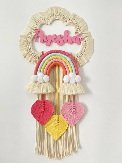 Cloud Rainbow Single Name Macrame Dreamcatcher