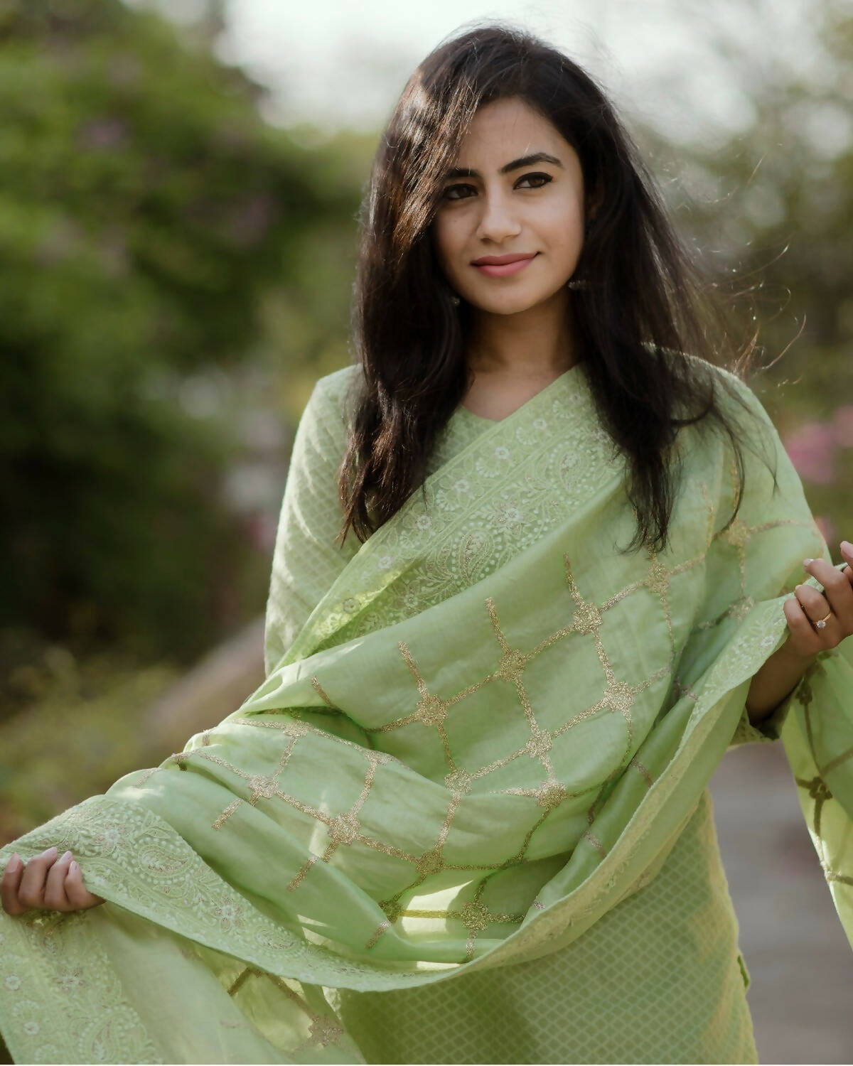 Fern Green Handloom Chanderi Kurta Set