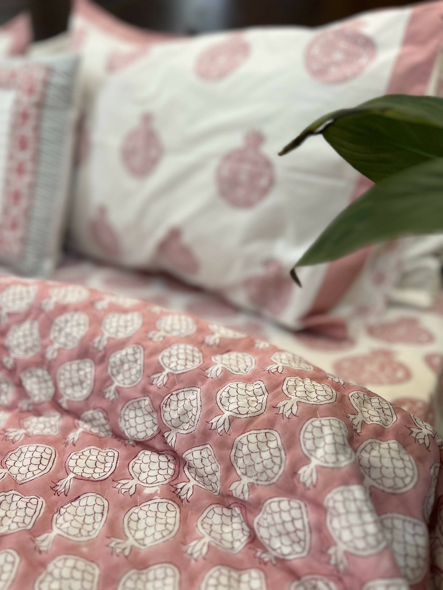 Reversible Hand Block Quilt | Pomegranate