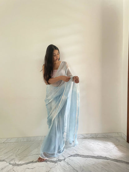 Elsa Blue Chiffon Saree