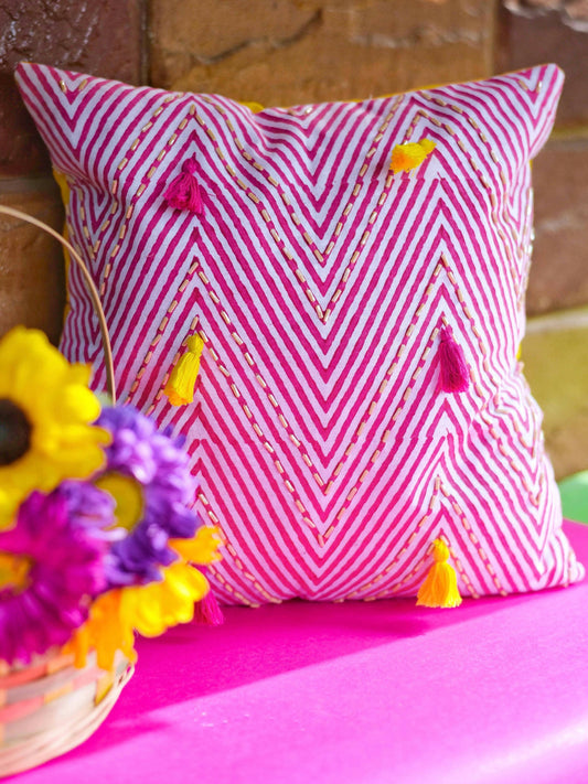 Chevron Beadwork Cushion Cover