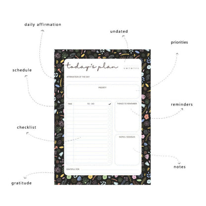 Daily Planner | Black & Blooms