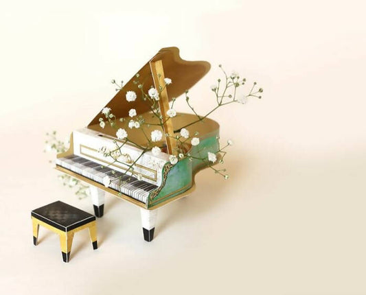 Turquoise Mini Grand Piano Calendar 2024 & 2025 - Diy Paper Craft Kit