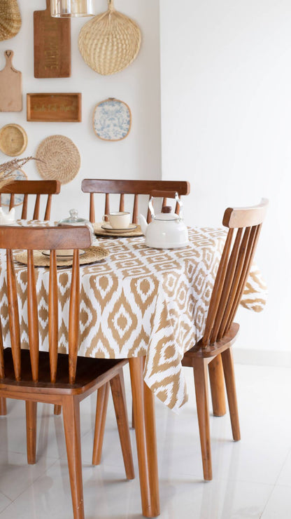 Ikat Beige Wipeable & Anti-slip Tablecover - RECTANGLE