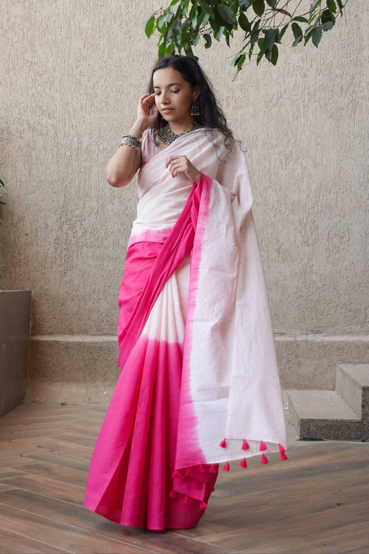 Ombre Hand Dyed Mulmul Cotton Saree