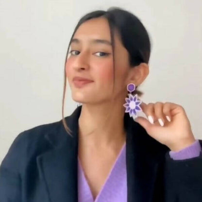 Lavender Beaded Floral Earrings