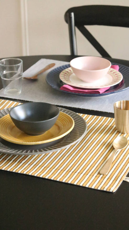 Ochre Mirage Reversible & Wipeable Cotton Placemats