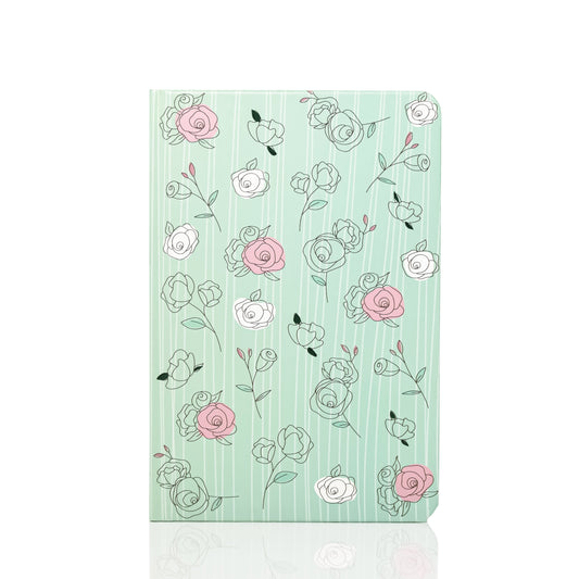The Pastel Mint Roses - Designer Hard Cover Notebooks