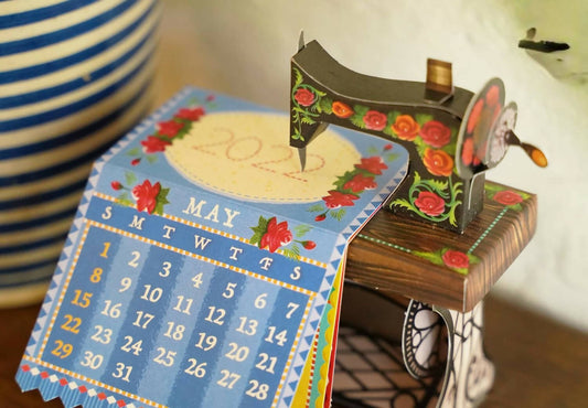 Mini Sewing Machine Desk Calendar 2024 Diy Paper Craft Kit