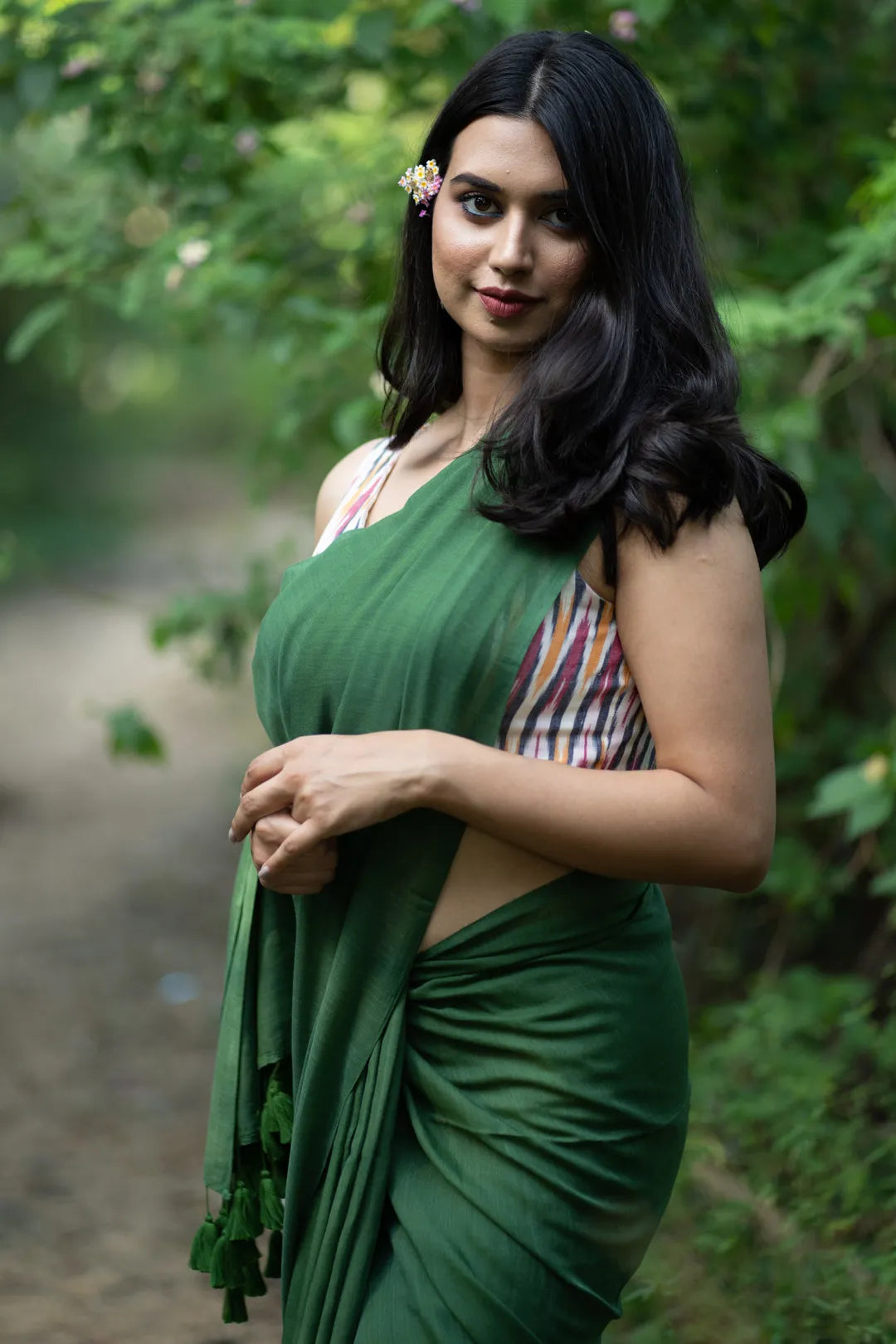 Slytherin Dark Green Saree