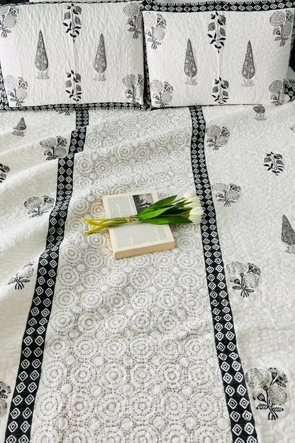 Gulnar Handblock Printed Reversible Quilted Bedcover