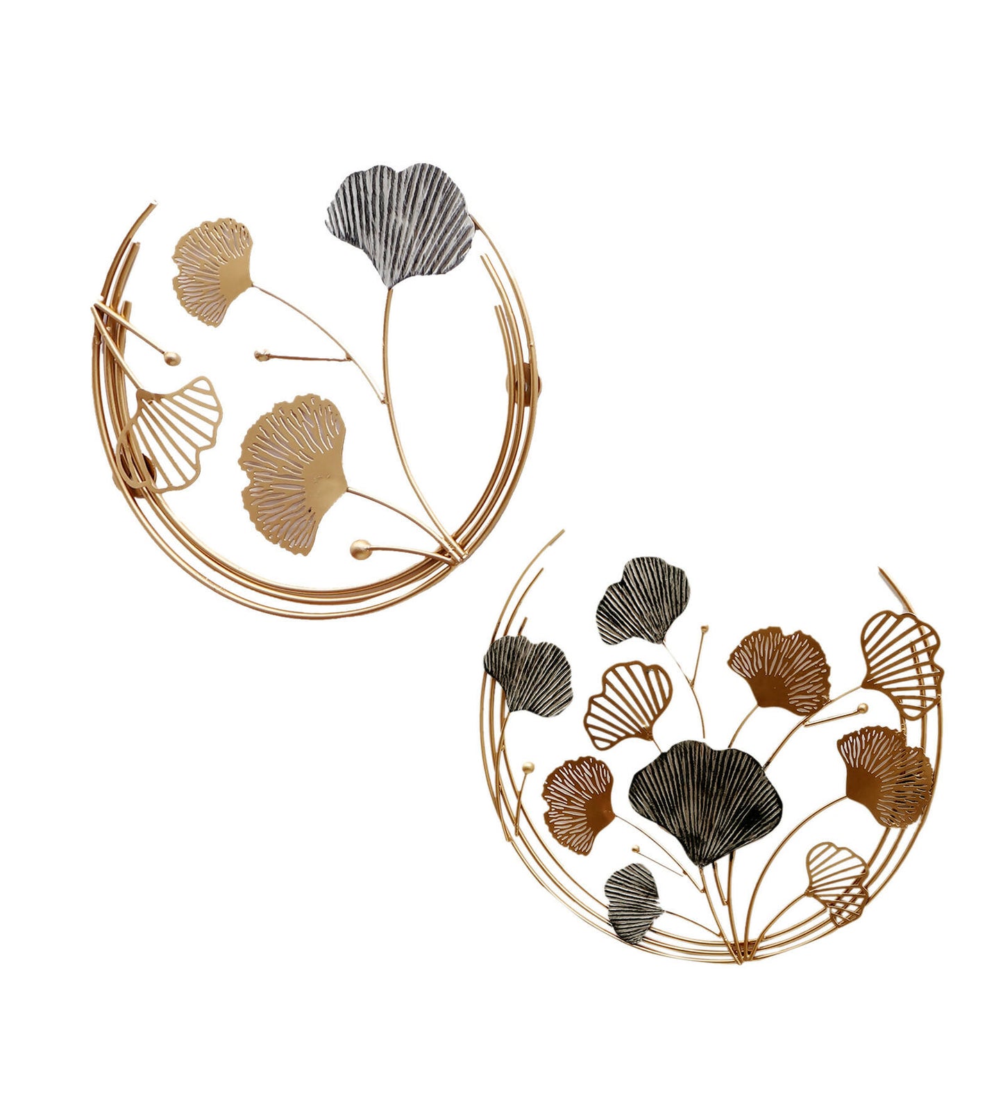 Wired Gold & Grey Leaves Wall Decor Set of 2