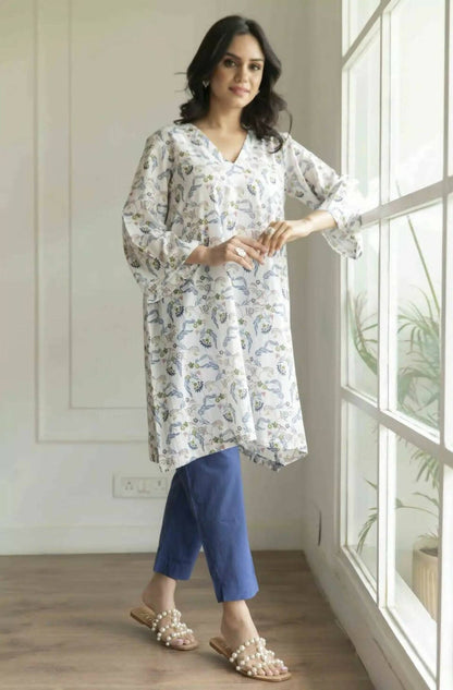 Off White Jaal Printed Kurti