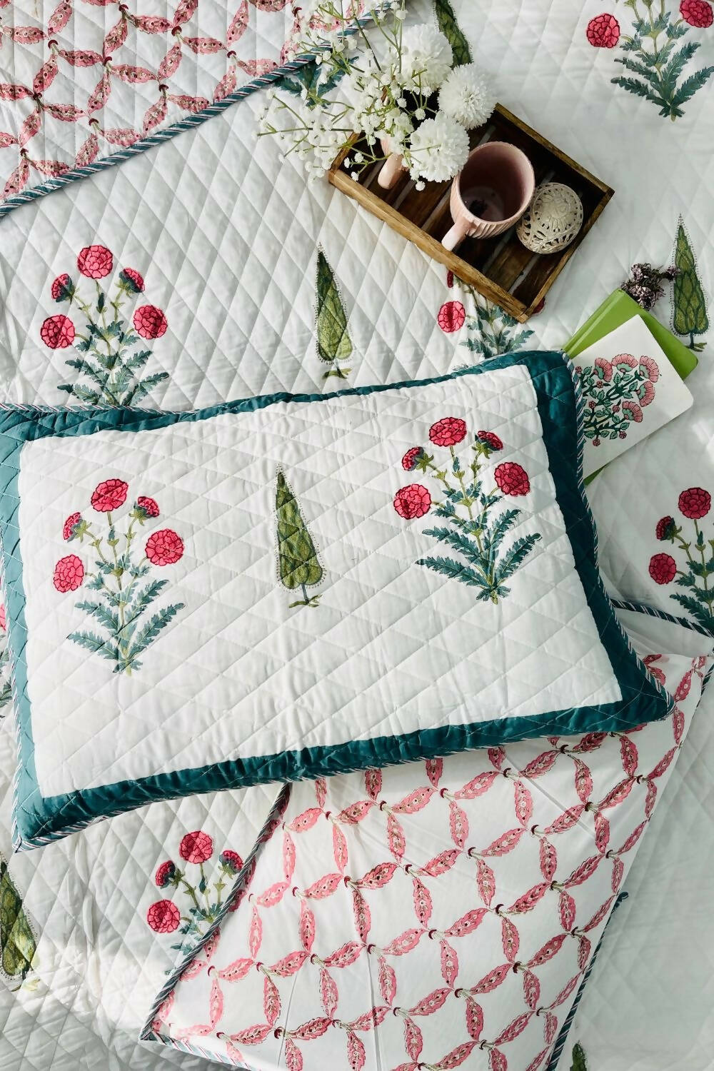 Bagh Handblock Printed Reversible Quilted Bedcover