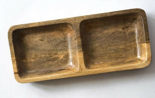 Wooden Condiment Bowl - 2 Compartment