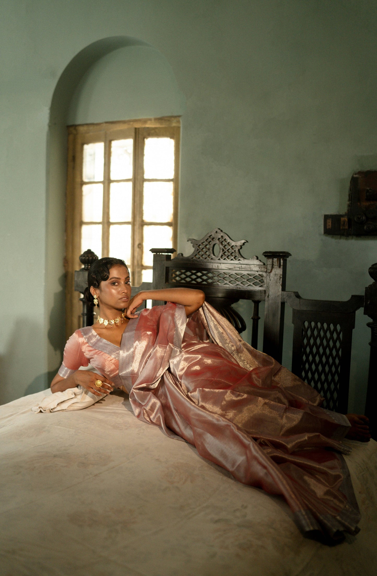 Glory To The Crown Handwoven Mulberry Silk Tissue Saree