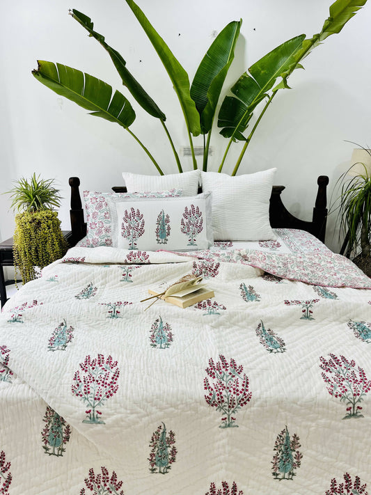 Panchi Hand Block Printed Cotton Bedding Set