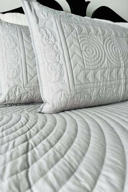 Grey Solid Quilted Bedcover