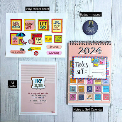 Notes to Self' | 2024 Desk Calendar + FREE stickers