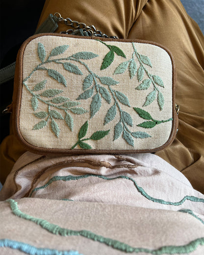 Leafy Vegan Suede Sling/Belt Bag