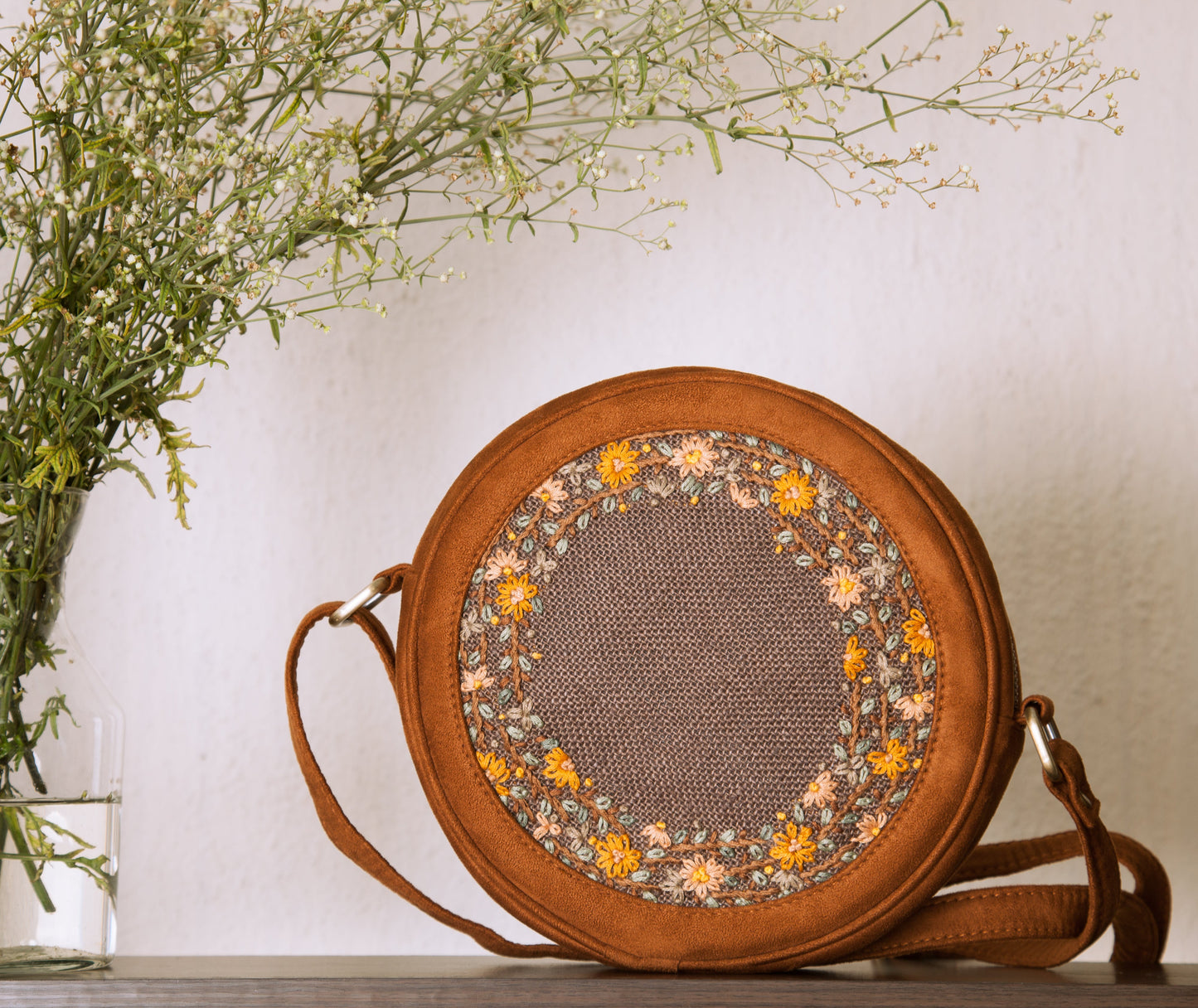 Autumn Brown Floral Round Sling