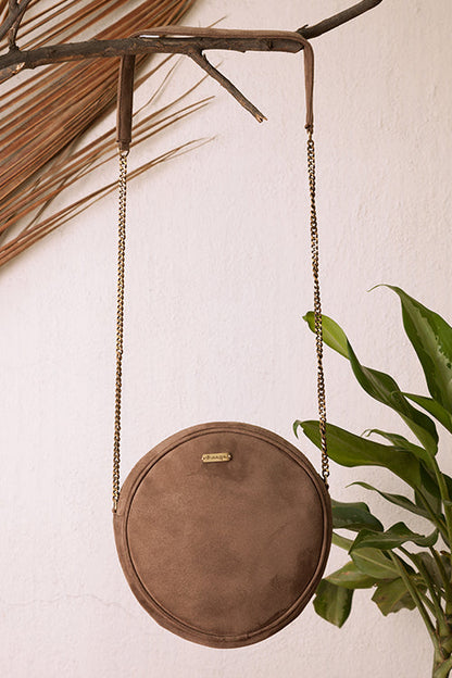 Leafy Grey Round Sling Bag