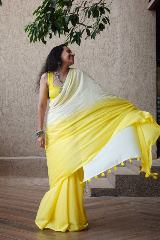 Ombre Hand Dyed Mulmul Cotton Saree
