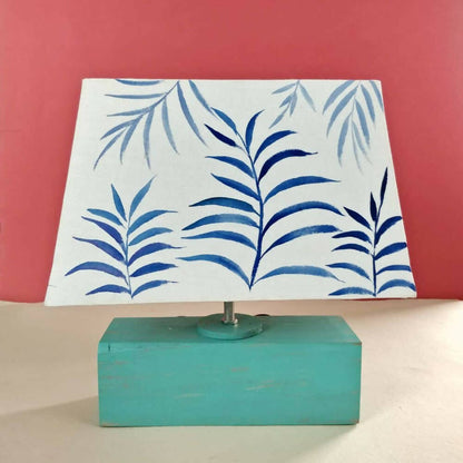 Rectangle Table Lamp - Blue Fern Lamp Shade