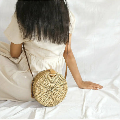 Natural Cane Sling Bag (8" Diameter)