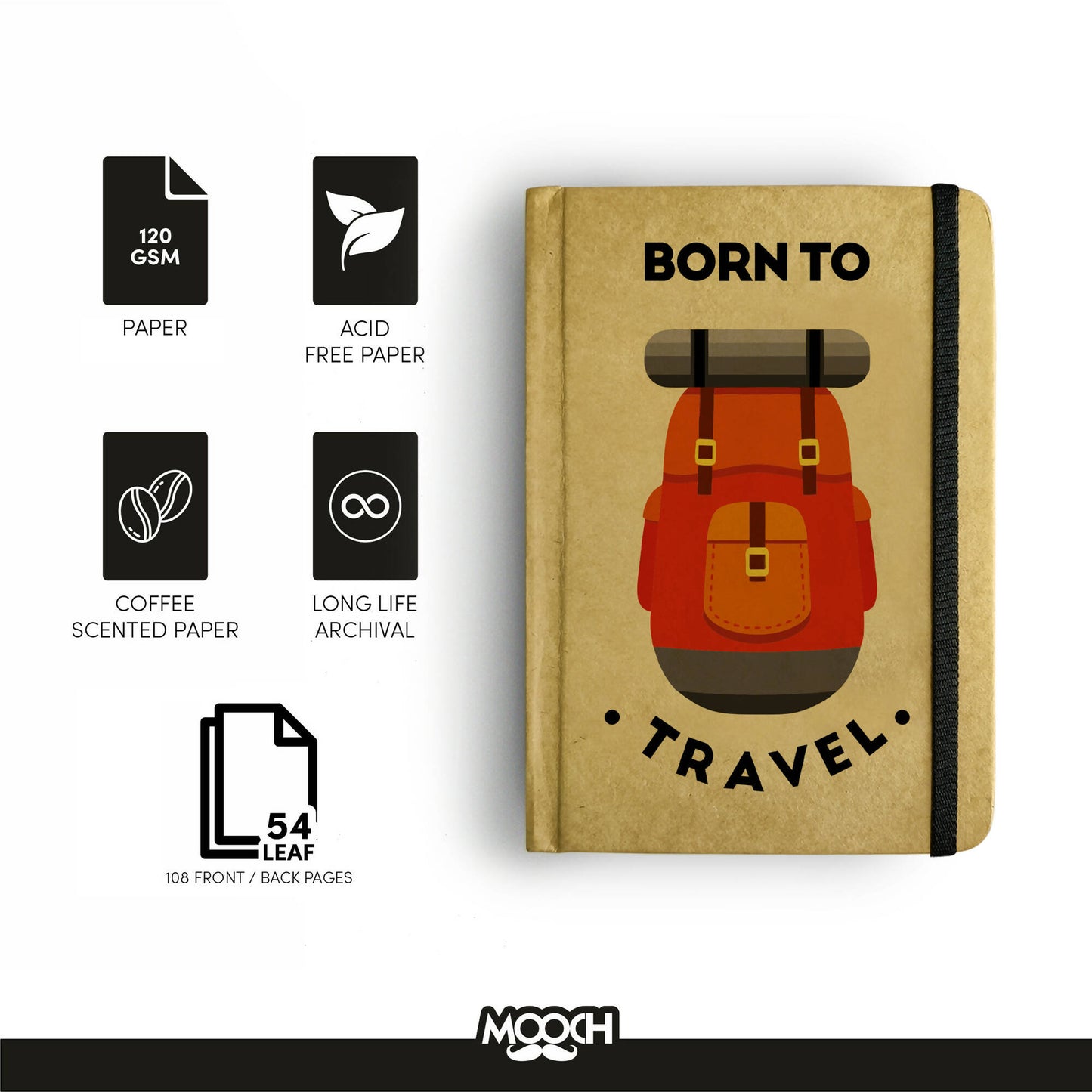 Born to Travel - A5 Hardcover Handcrafted Diary | Notebook