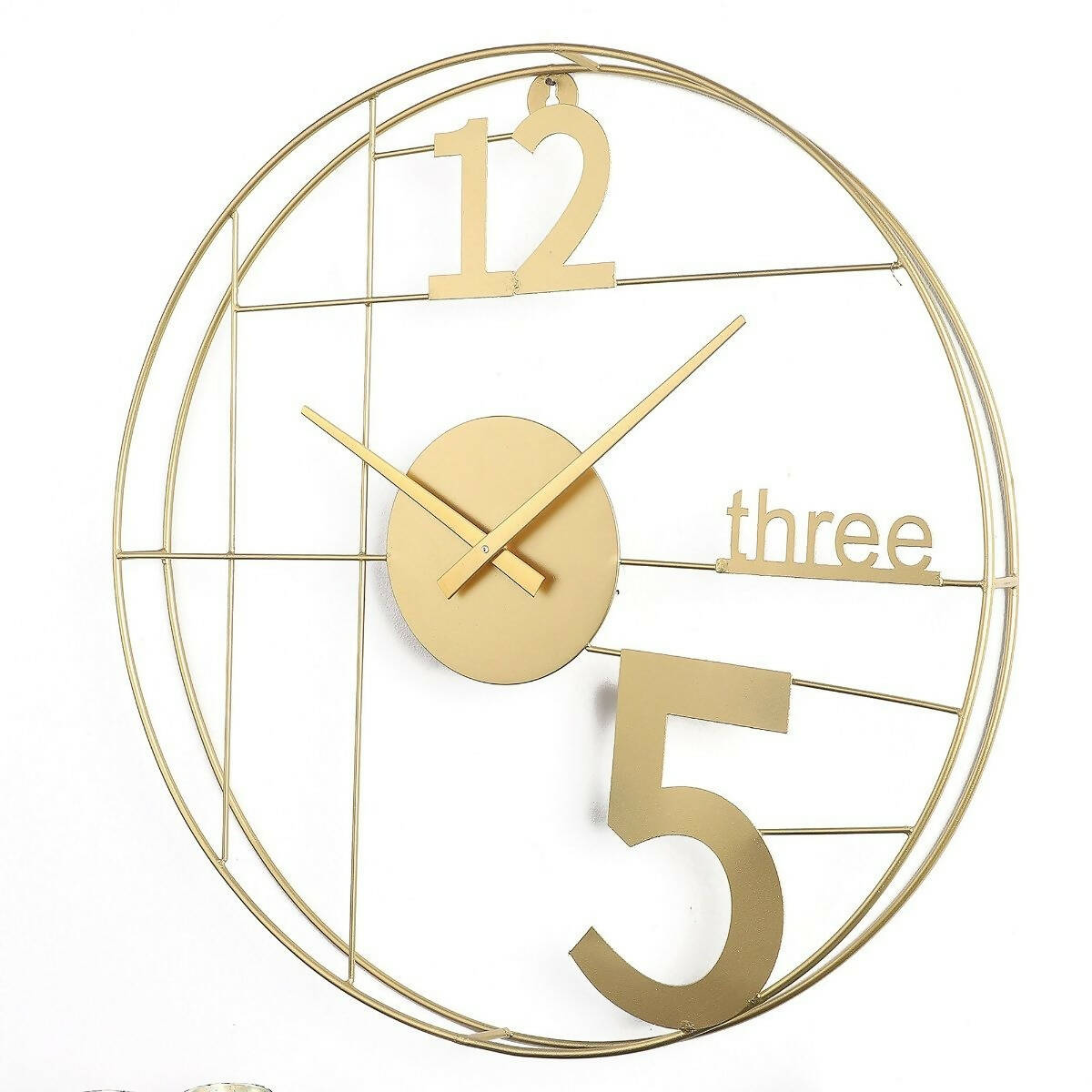 12-Three-5 Elegant Gold Wall Clock