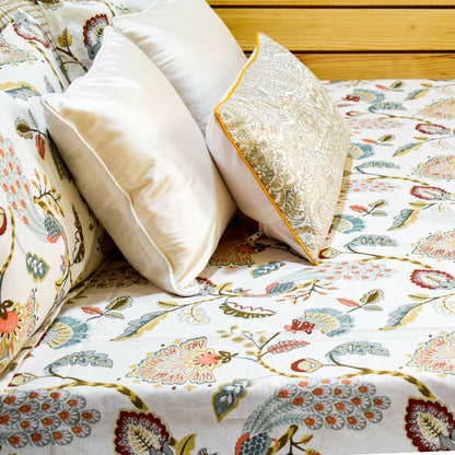 Pride of Peacock All over Printed King Size Bed sheet Set