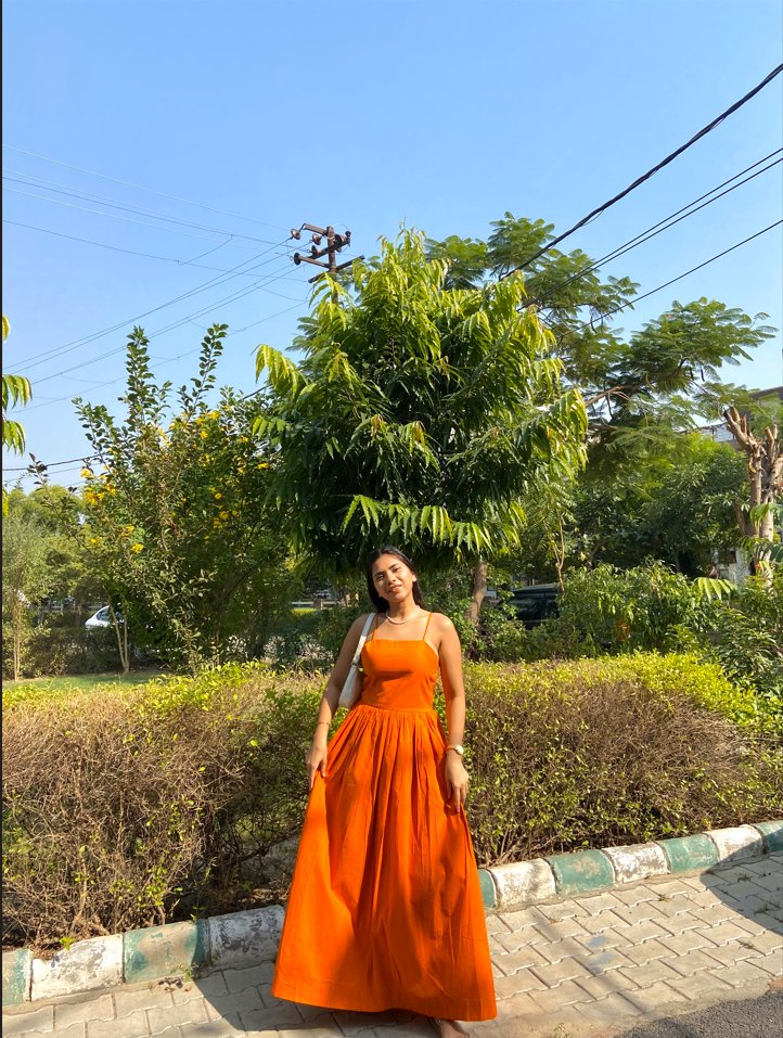 Orange Splash Maxi Dress