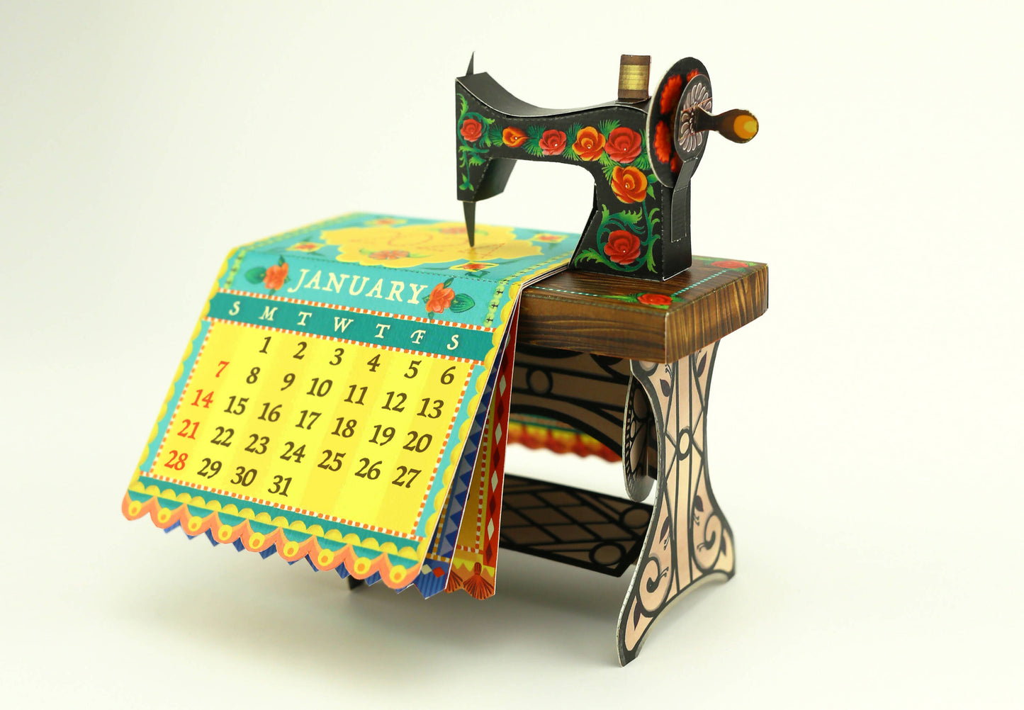 Mini Sewing Machine Desk Calendar 2024 Diy Paper Craft Kit