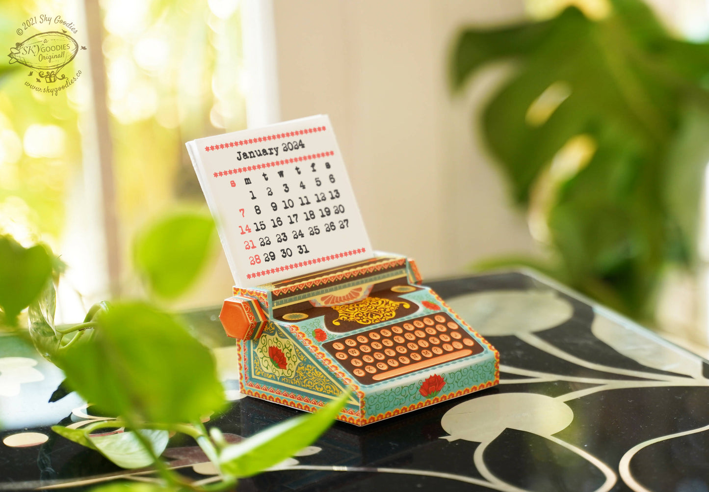 Colourful Typewriter Desk Calendar 2025 Diy Paper Craft Kit