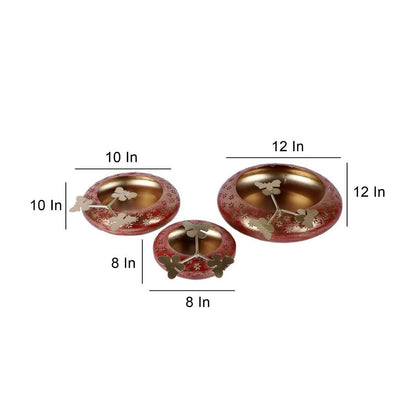 Red & Gold Tyre Urli (Set of 3)