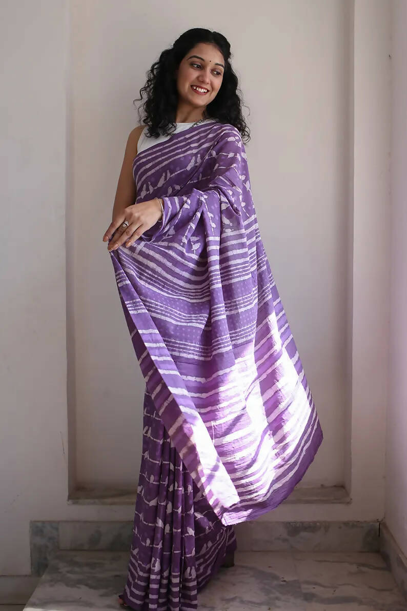 Little Birdies - Hand Block Saree