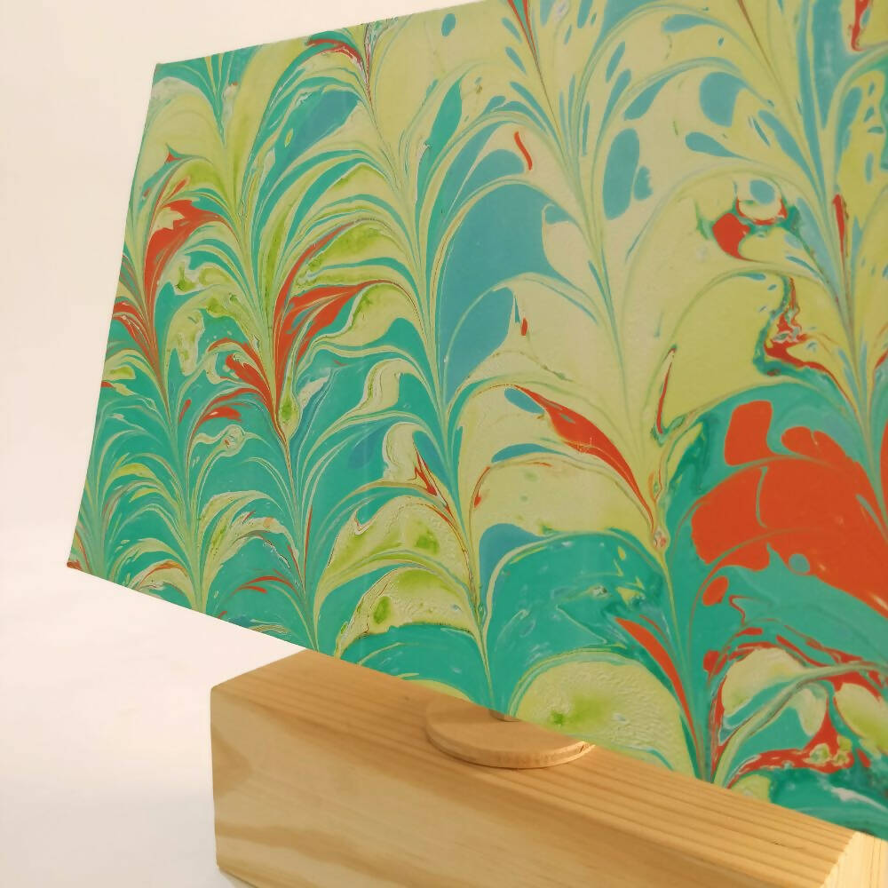 Modern Table Lamp - Marbling | Green and Yellow